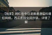 【独家】网红在今日凌晨遭遇猛料爆红网络，西瓜影院全网炸锅，详情了解