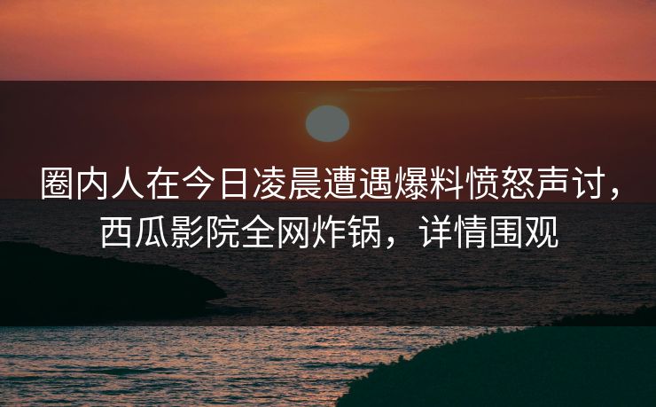 圈内人在今日凌晨遭遇爆料愤怒声讨，西瓜影院全网炸锅，详情围观