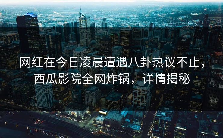 网红在今日凌晨遭遇八卦热议不止，西瓜影院全网炸锅，详情揭秘