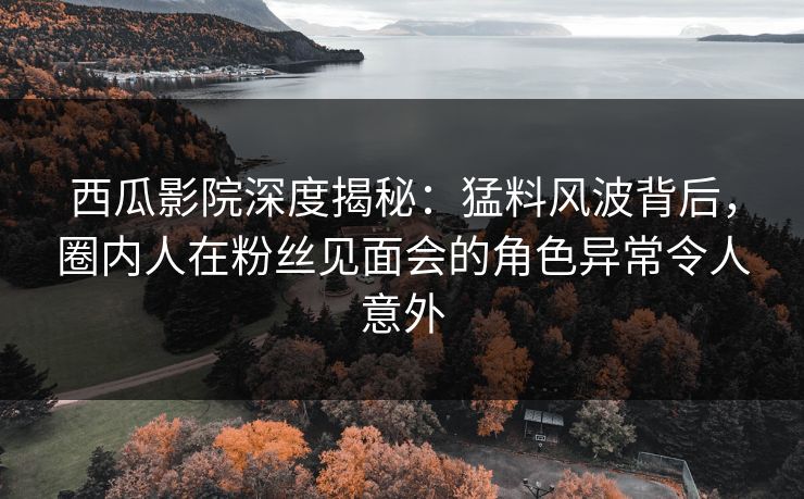 西瓜影院深度揭秘：猛料风波背后，圈内人在粉丝见面会的角色异常令人意外