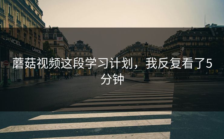蘑菇视频这段学习计划，我反复看了5分钟